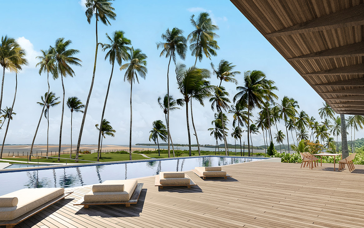 3D Perspective Vista Beach from the pools of the houses