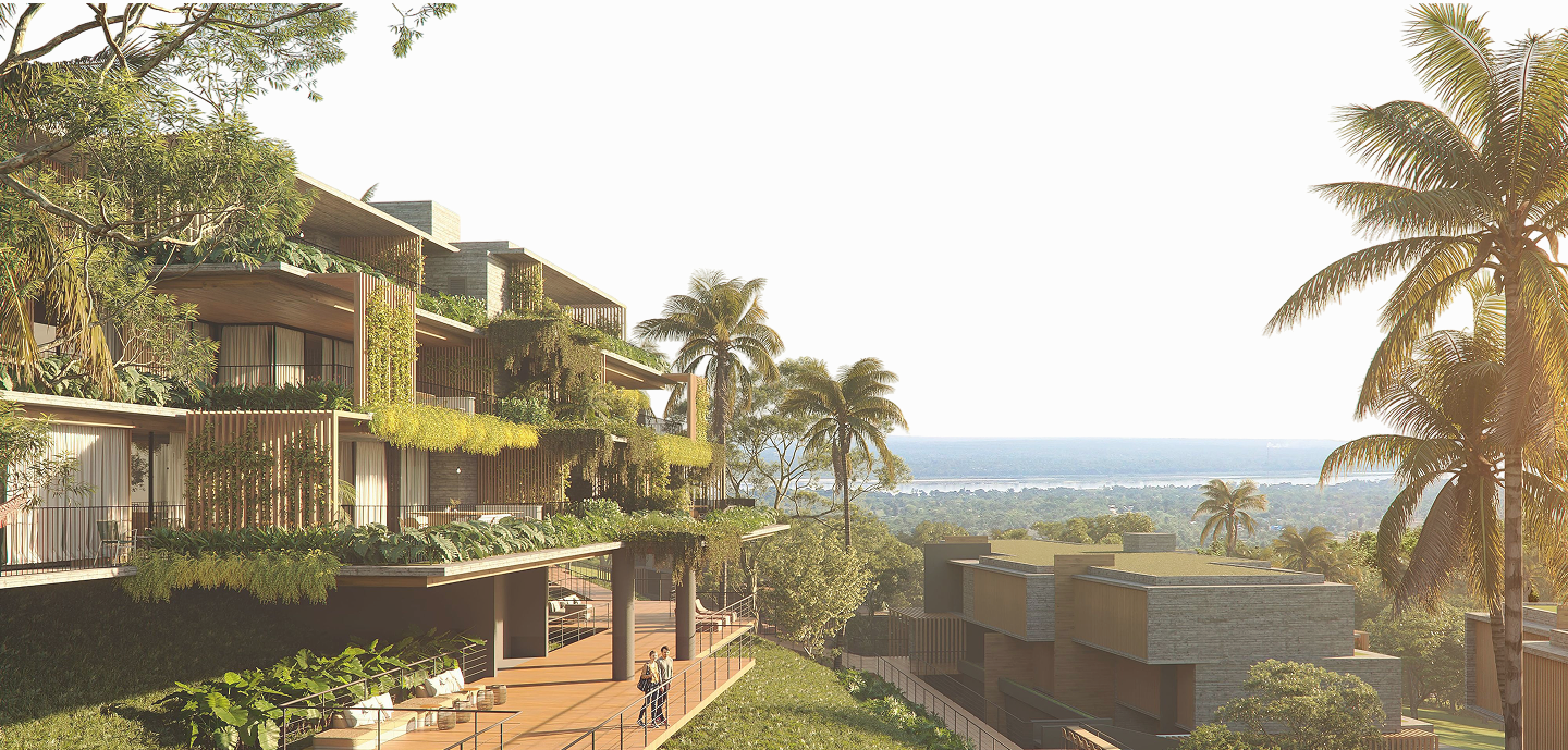 Perspectiva 3d das casas altas