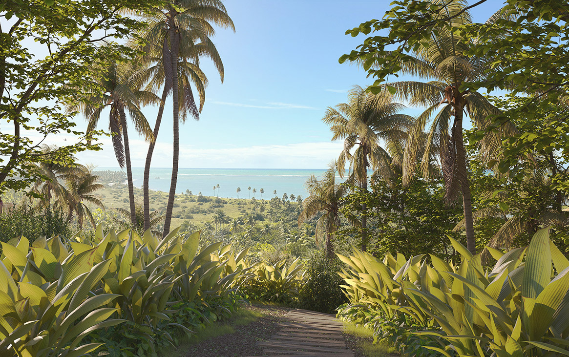 Perspectiva 3d Caminho pela natureza